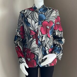 Alfred Dunner Floral Zippered Blazer
